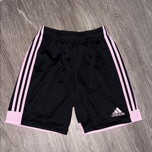 Adidas Youth Black and Pink Soccer Shorts